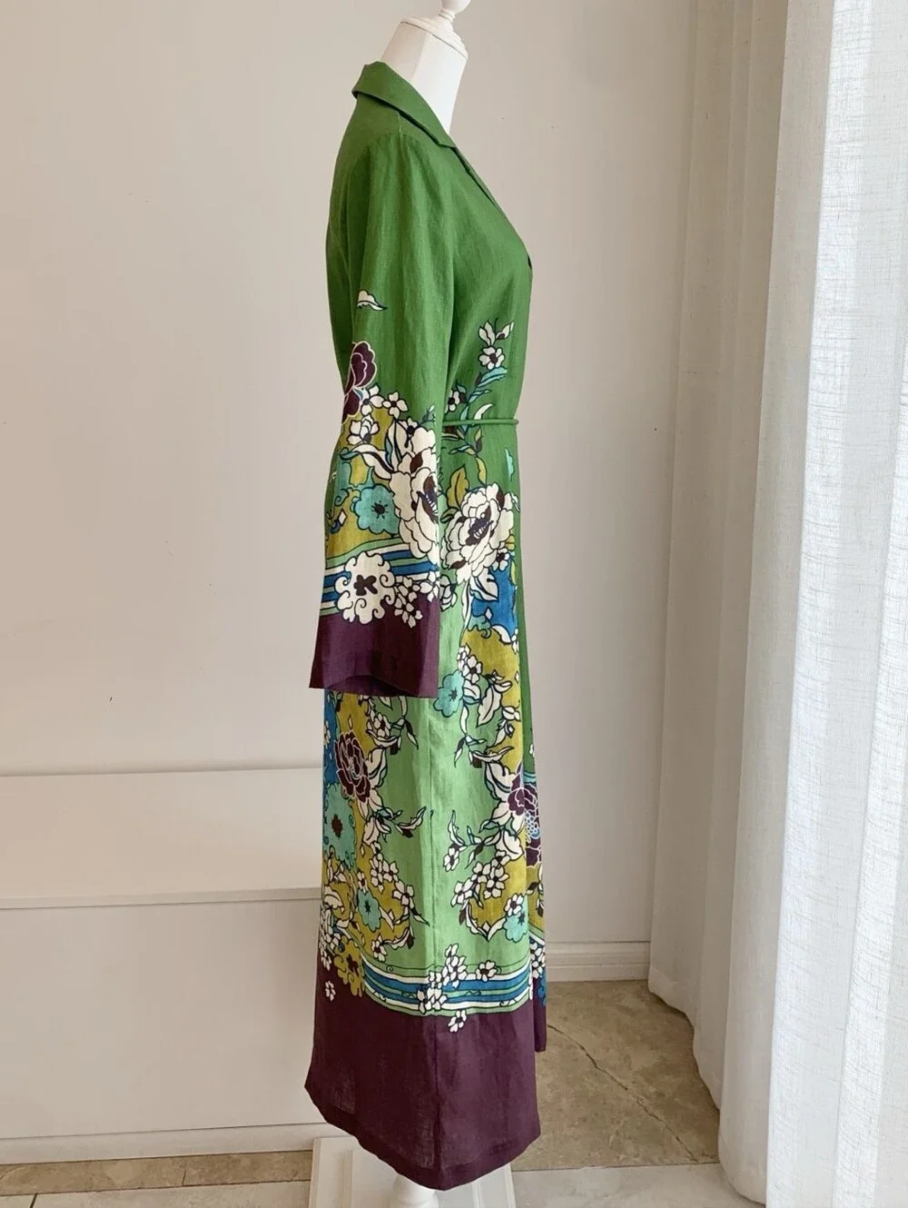 ALEMAIS Nanci belted floral-print linen midi dress